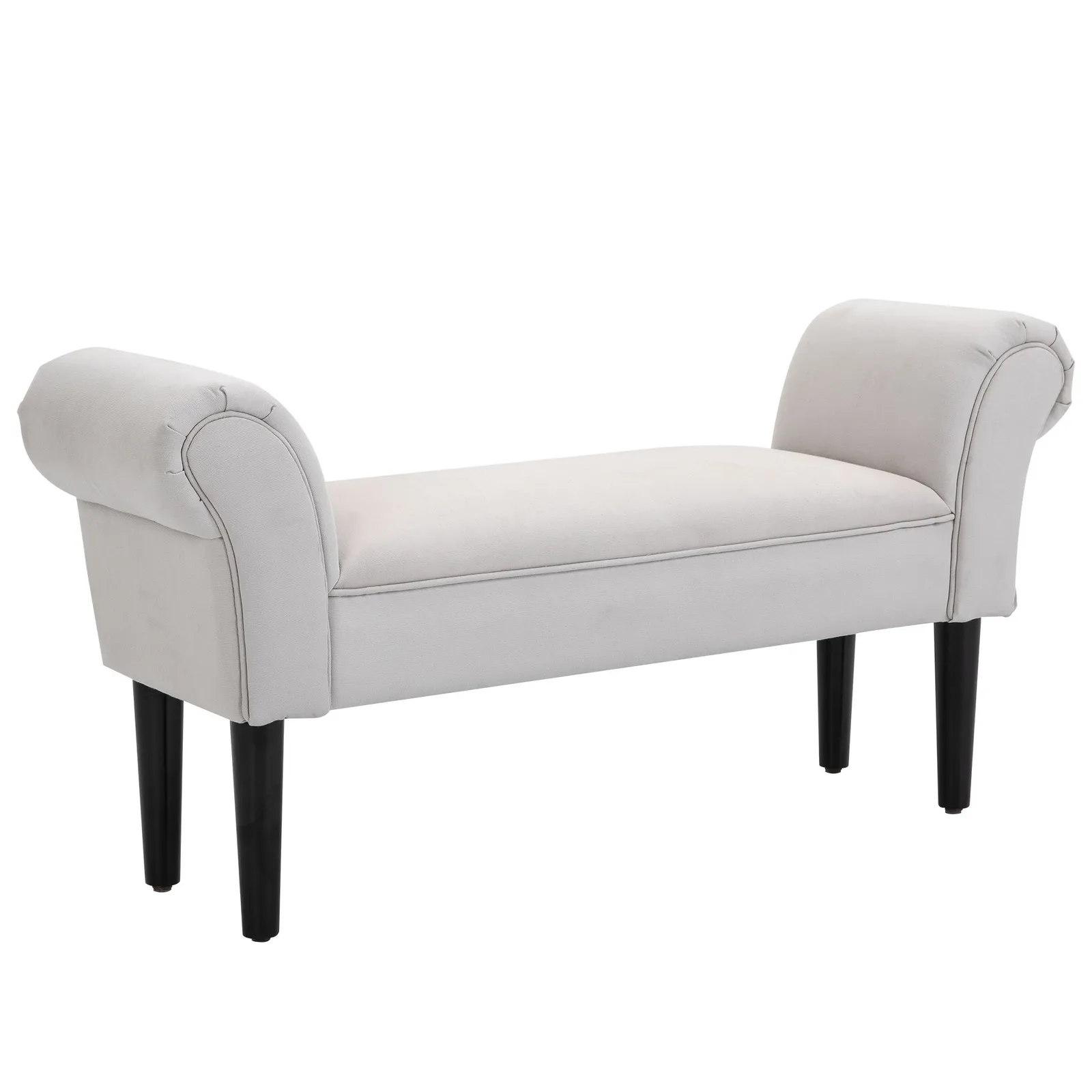 HOMCOM Bed End Bench Sofa Lounge Window Padded Seat Hallway with Wooden Leg in Light Grey 2