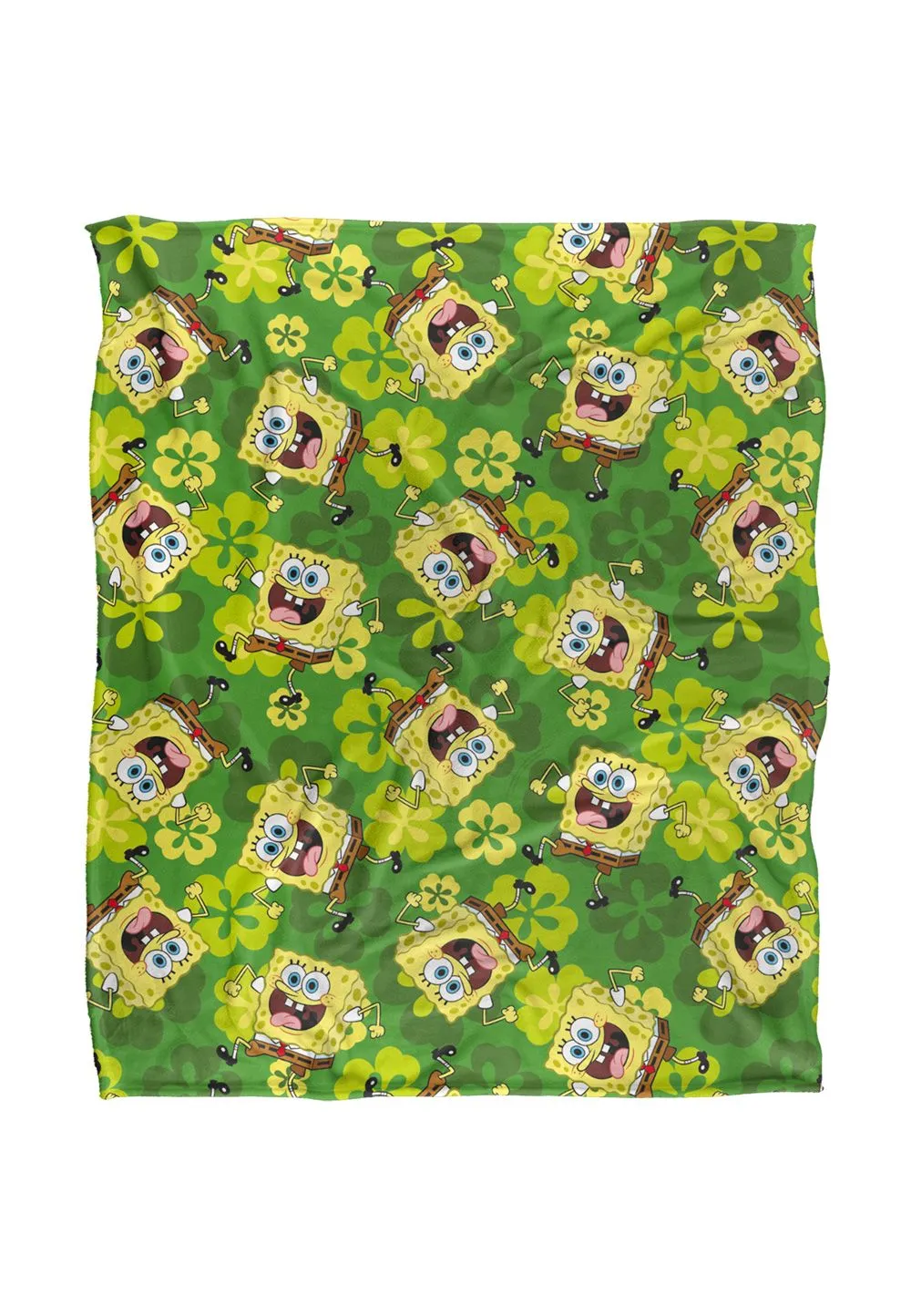 Spongebob St. Patrick'S Pattern Silky Touch Super Soft Throw Blanket 152 X 127 cm in White