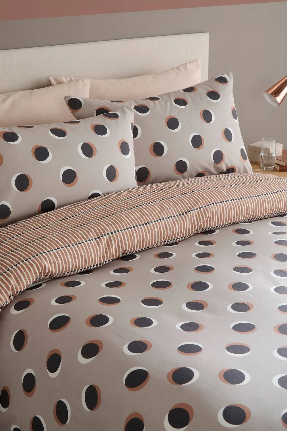 Fusion 'Polka Spot' All Over Spot Print Duvet Cover Set in Natural 2