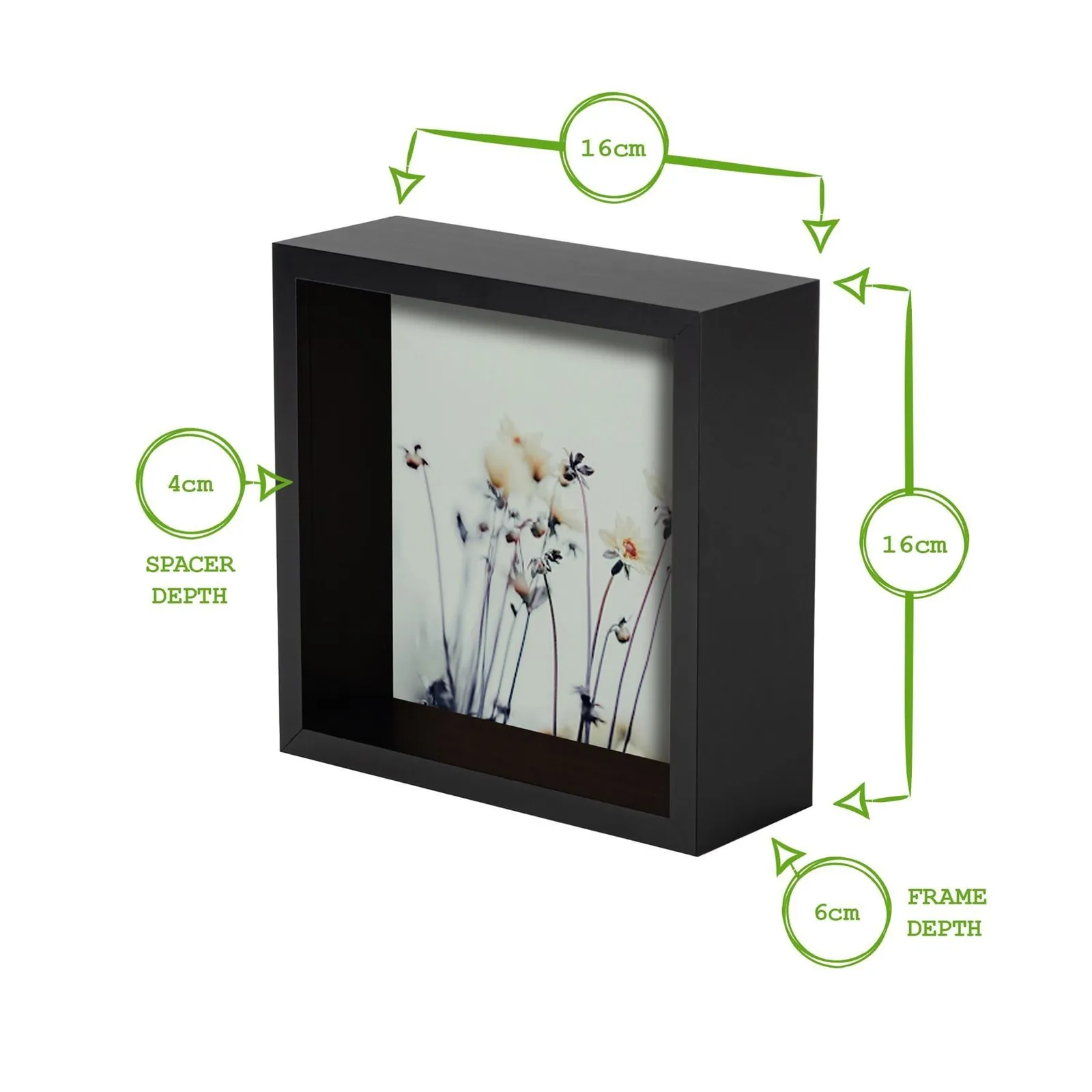 Nicola Spring 5x 3D Deep Box Photo Frames - 6 x 6" Square Box Picture Display Frame in White 4