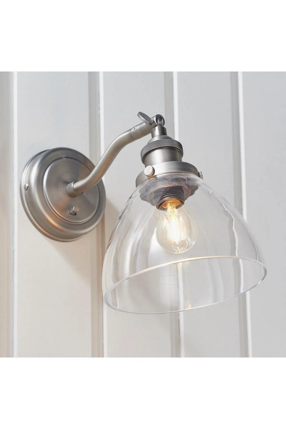 Netlighting Hansen Dome Wall Lamp Brushed Silver Paint Clear Glass 2