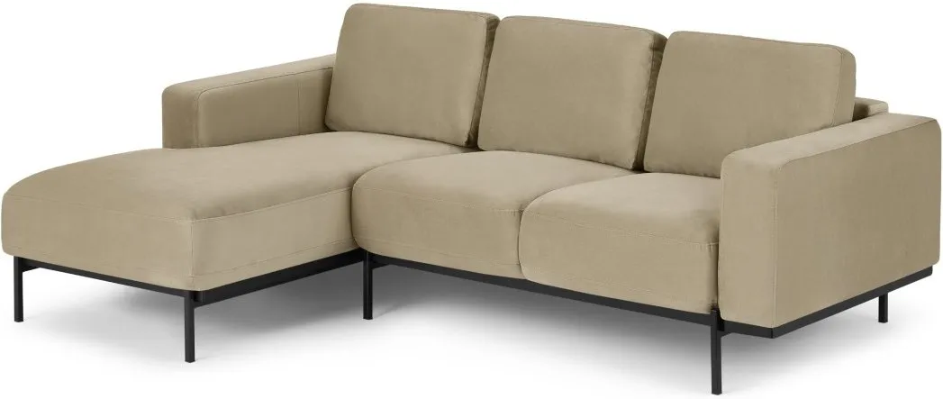 Jarrod Left Hand Facing Chaise End Corner Sofa, Plush Taupe Velvet