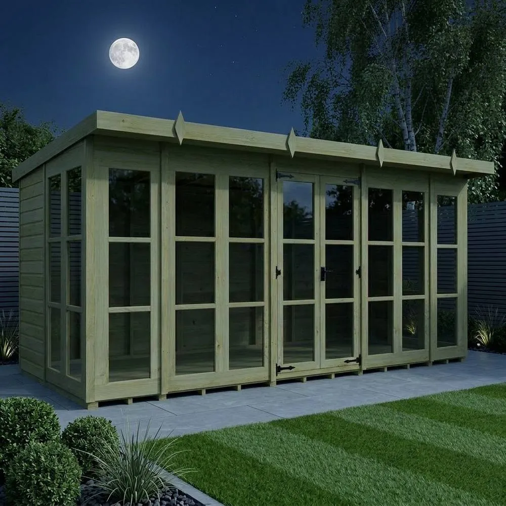 Buttercup Farm 16ft x 7ft Georgian Pent Summer House - Pressure Treated Timber in Brown 3