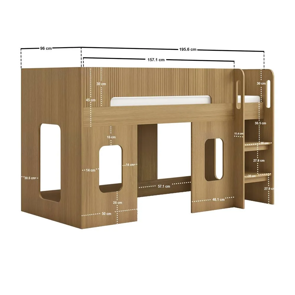 Flair Lino Playhouse Mid Sleeper Bed in Brown 5