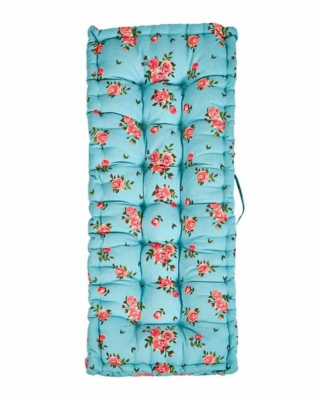 Dibor Vintage Blue Floral Summer Outdoor Garden Bench Cushion L112cm x W44cm 2