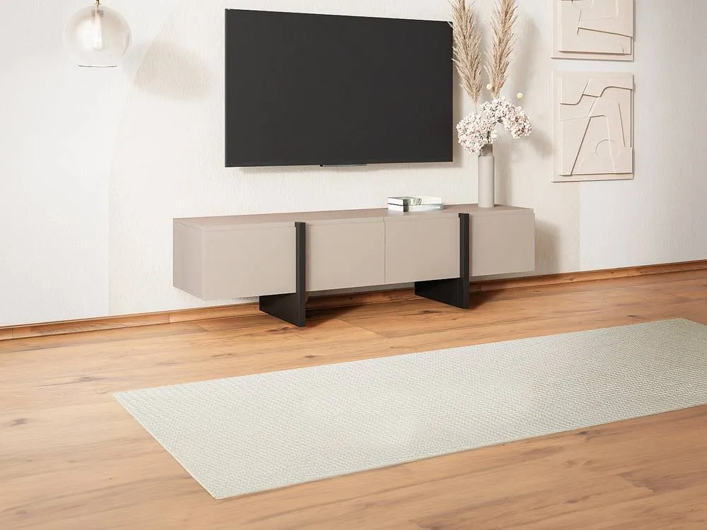 Vente-unique TV Stand With 4 MDF Doors - Beige & Black - LUVONIA