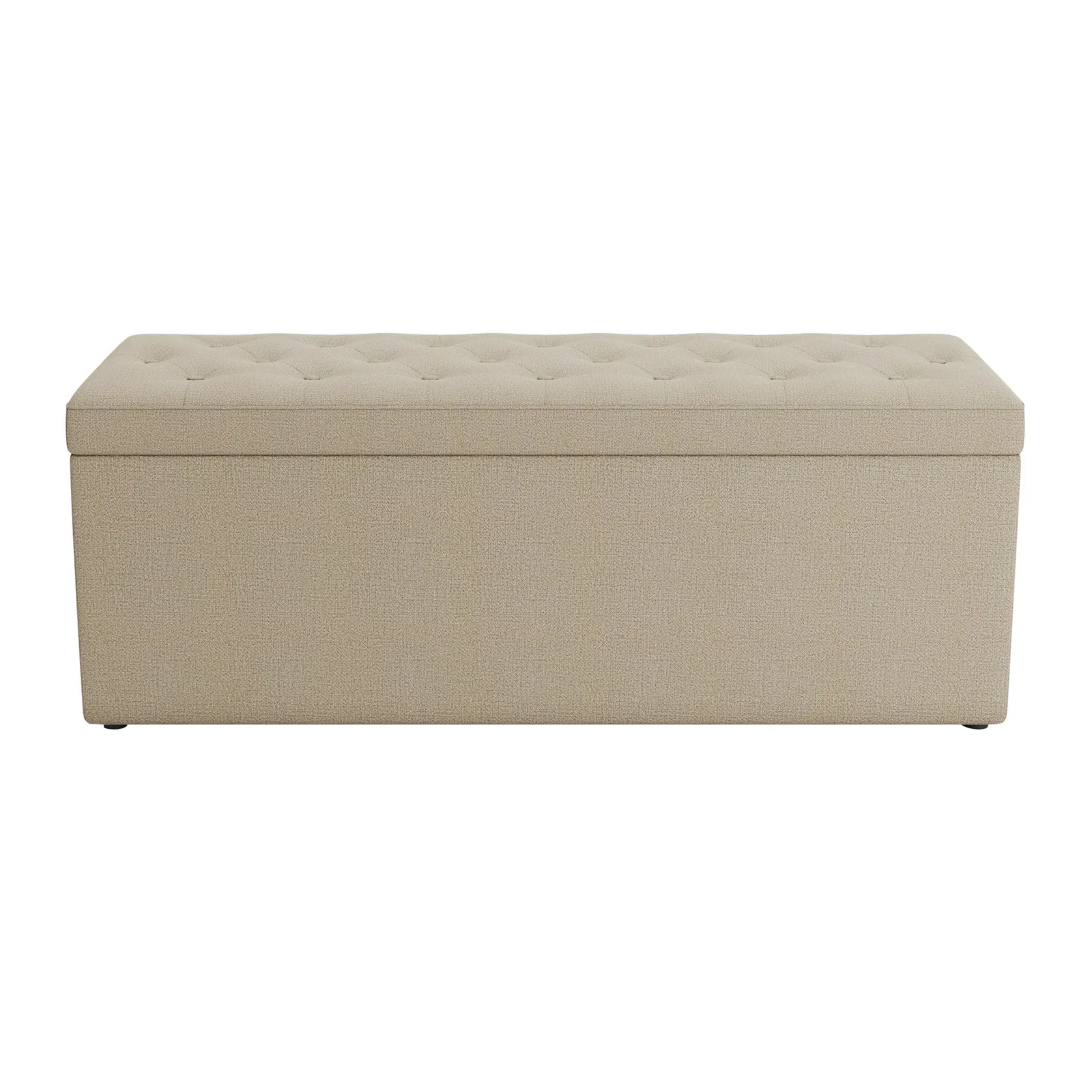 Oswald Faux Wool Buttoned Ottoman Bench Beige