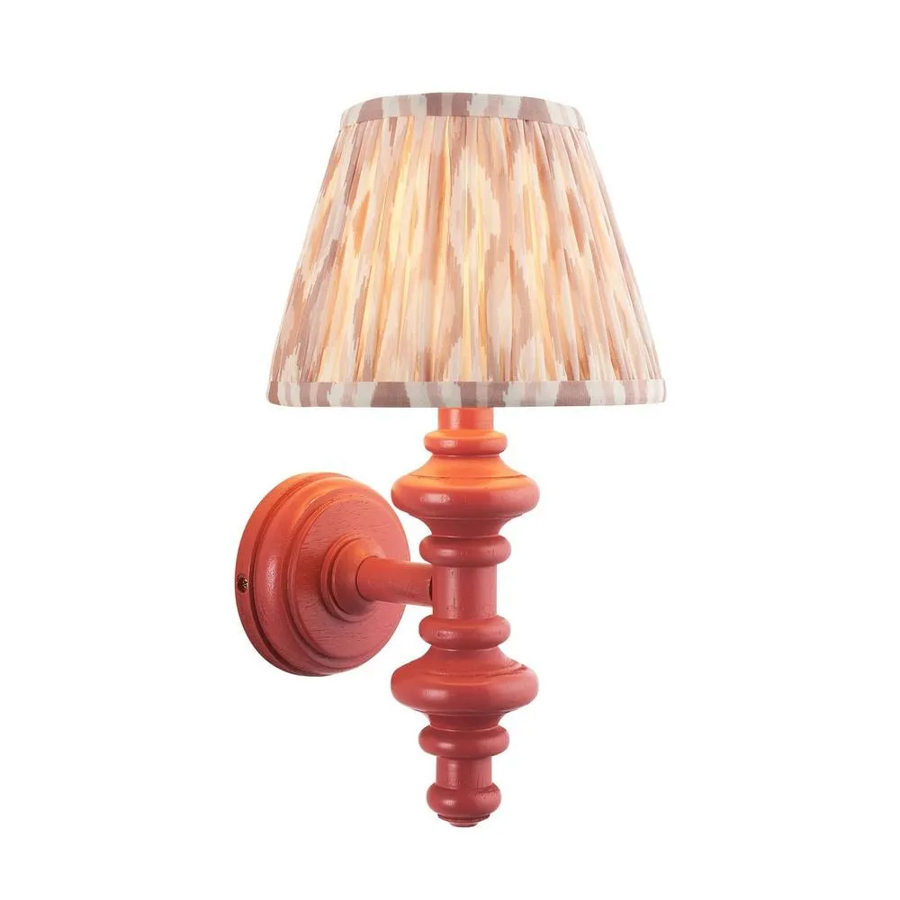Netlighting Carnaby Pink Wall Light Fabric Ikat Shade 20cm B22