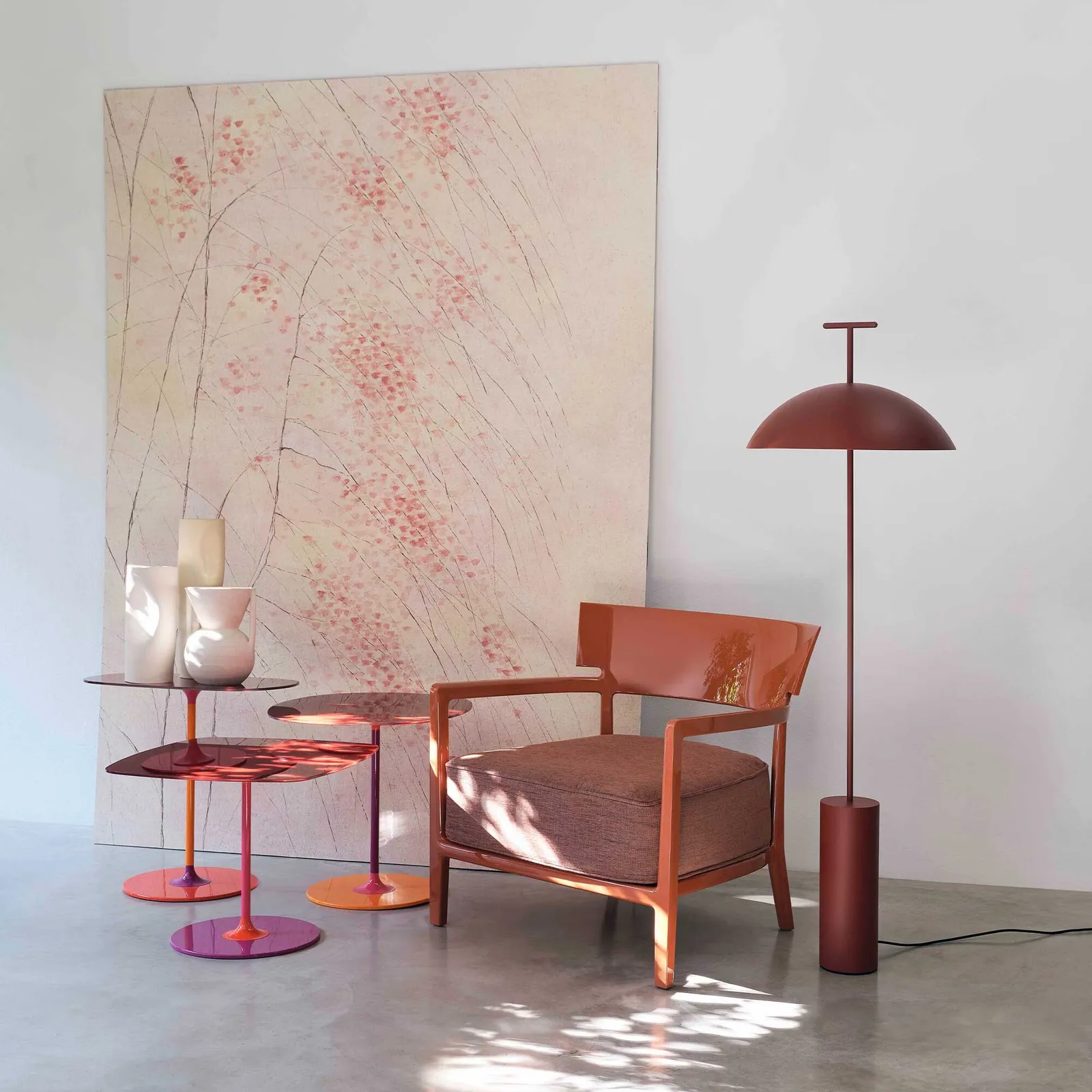Kartell Thierry Side Table 45X45X45 Burgundy, Round, Red Glass | Barker & Stonehouse 2