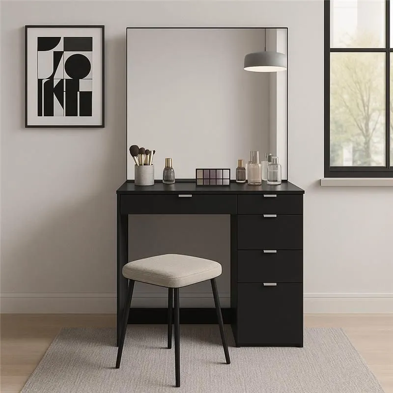 Birlea Ava 5 Drawer Dressing Table Black