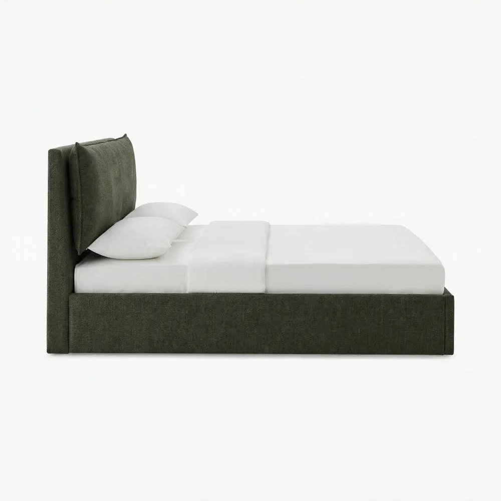 FurnitureboxUK Tilly Green Fabric Ottoman Double Bed Frame 4