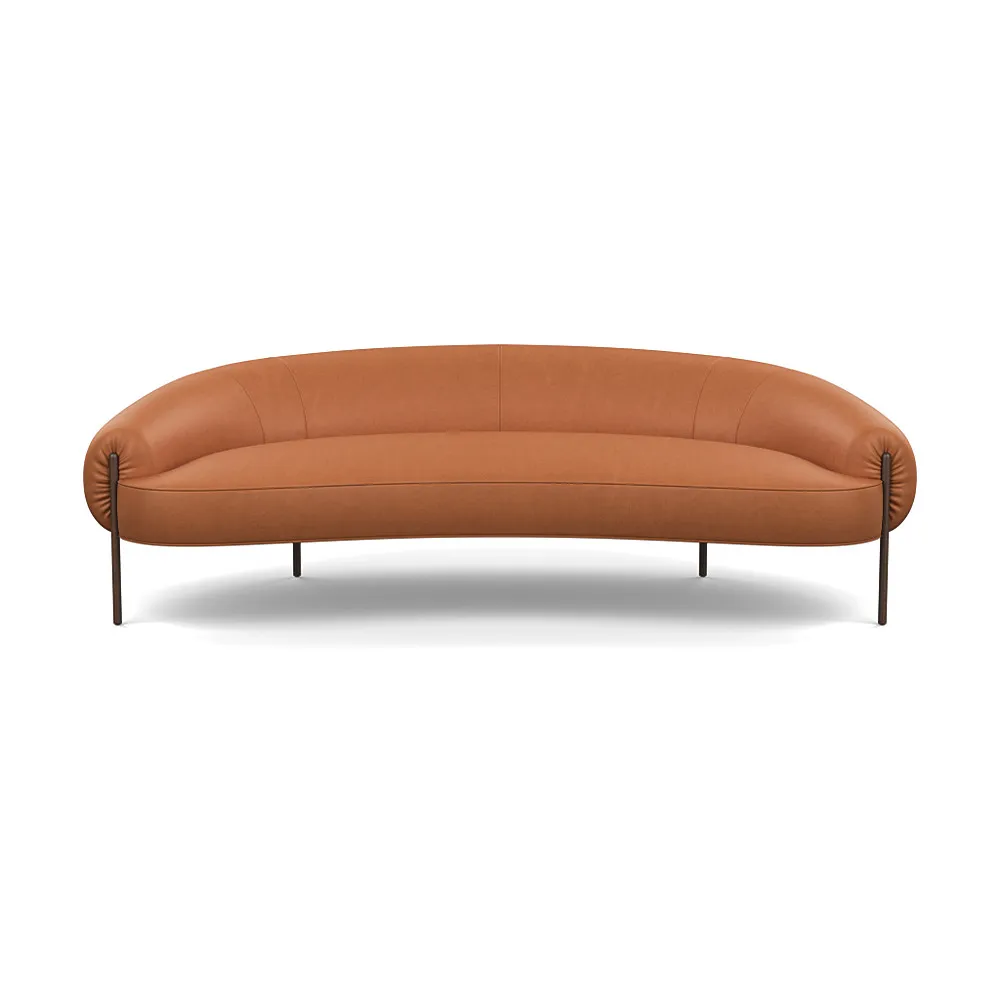 Heal's Isola 3 Seater Linea Leather Brown 680 Bronze Feet 1