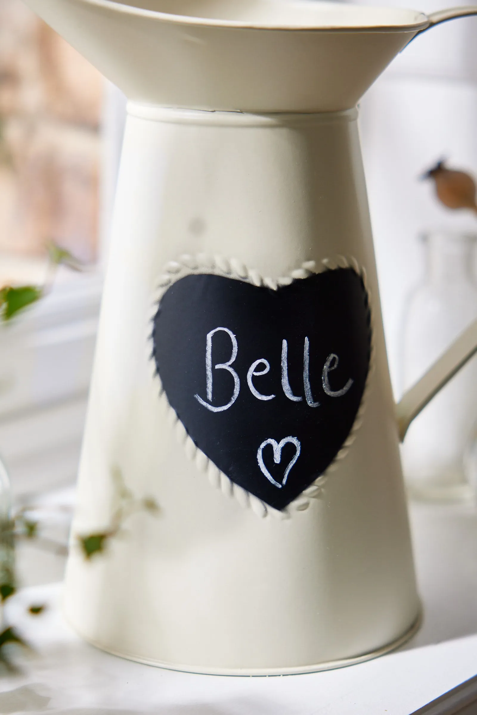 Dibor Luxury Extra Large Vintage Cream Heart Jug Flower Vase in White 2
