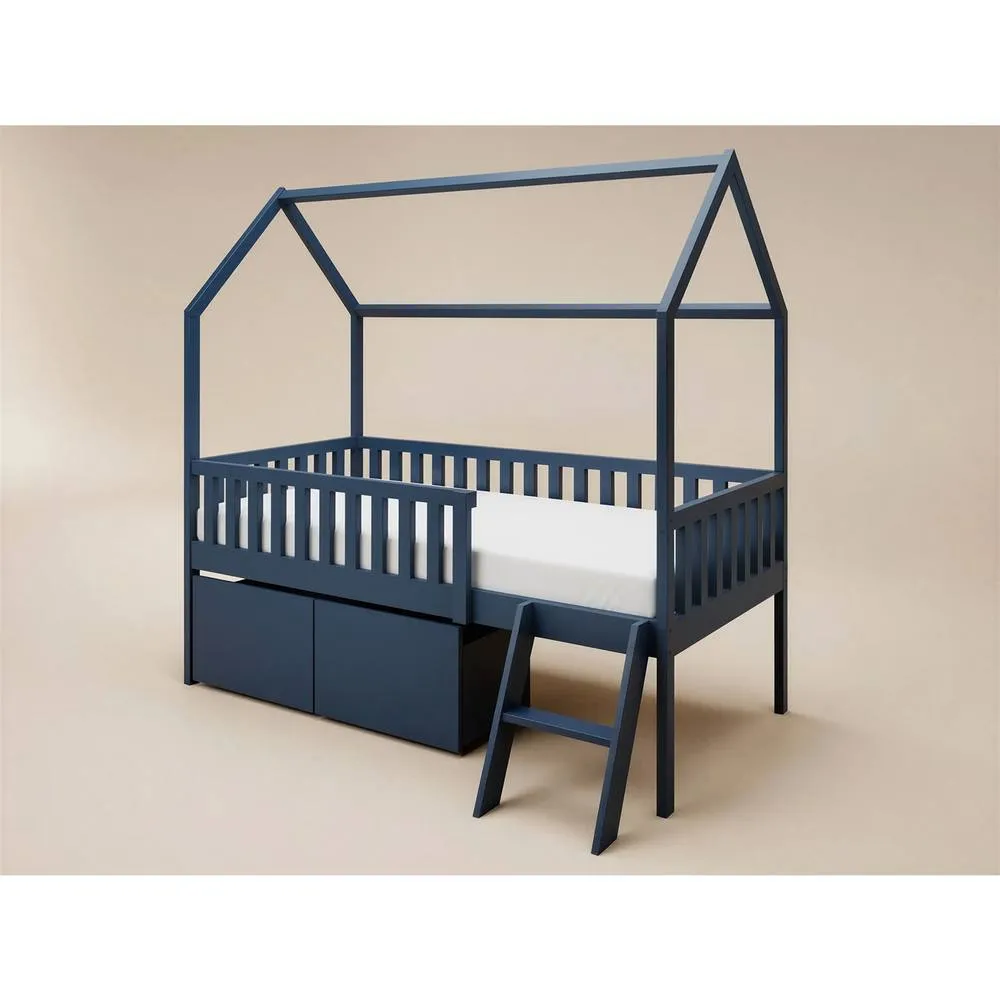 Flair Explorer Single Mid Sleeper Bed with Toy Box in Navy 4