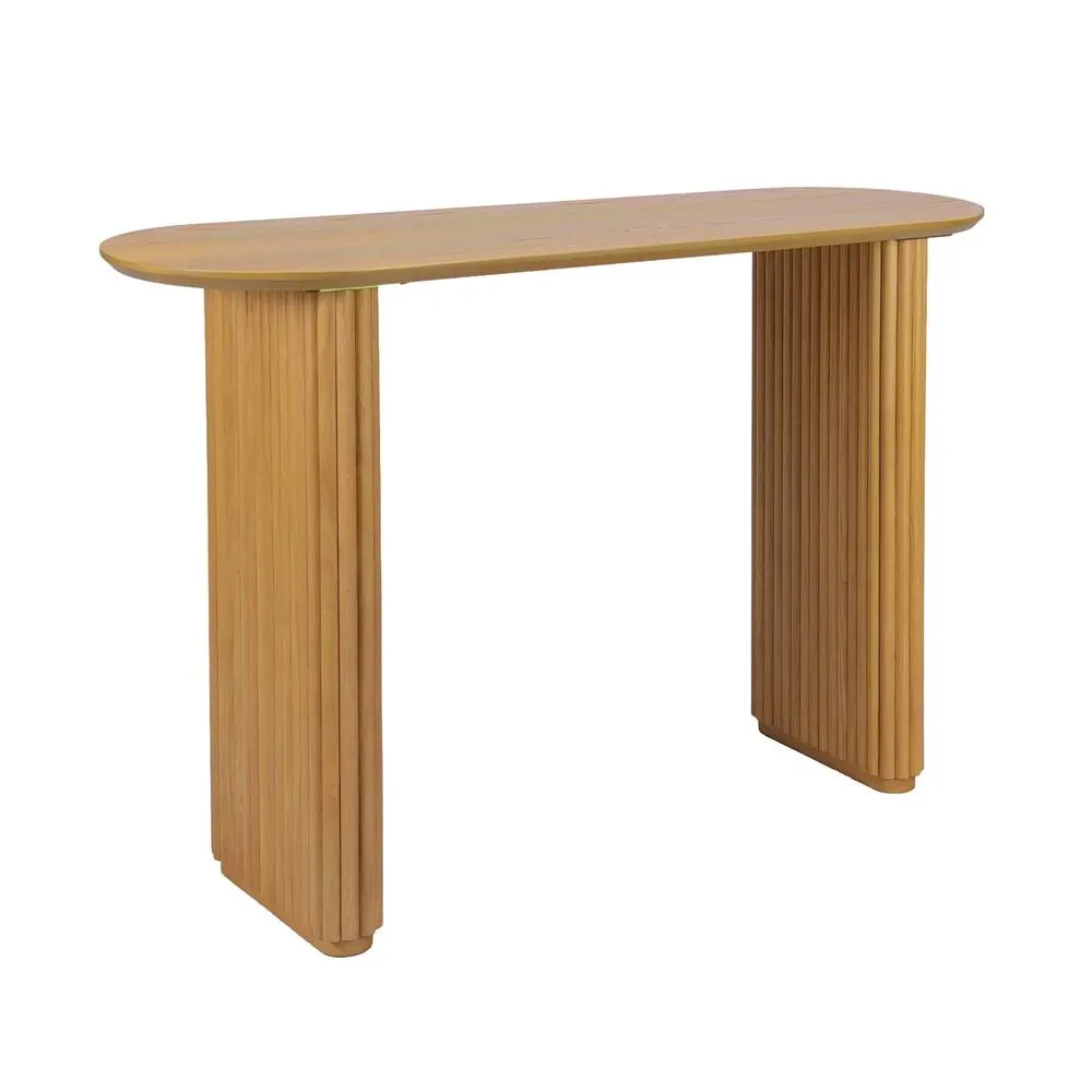 sweeek Oval console rubberwood & oak-effect veneer in Brown 2