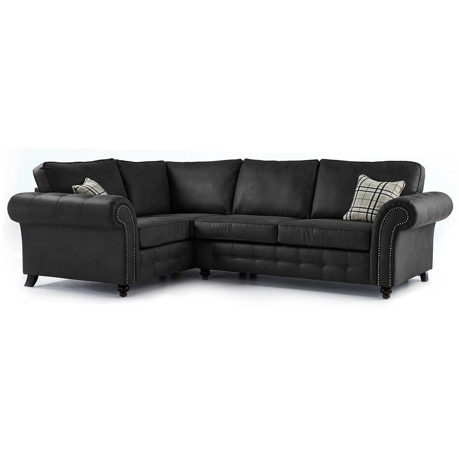 Oakland Left Hand Faux Leather Corner Sofa Black