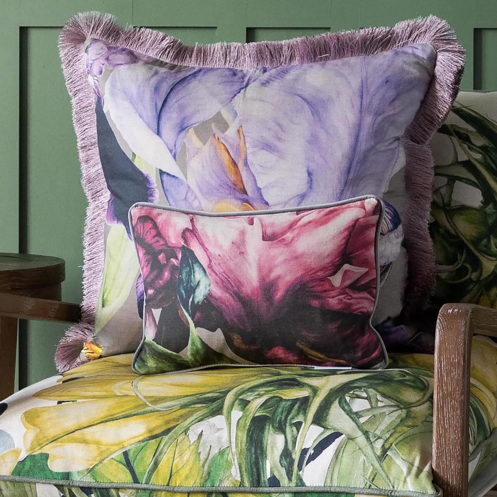 Voyage Maison Sennen Floral Piped Small Cushion in Fuchsia 2