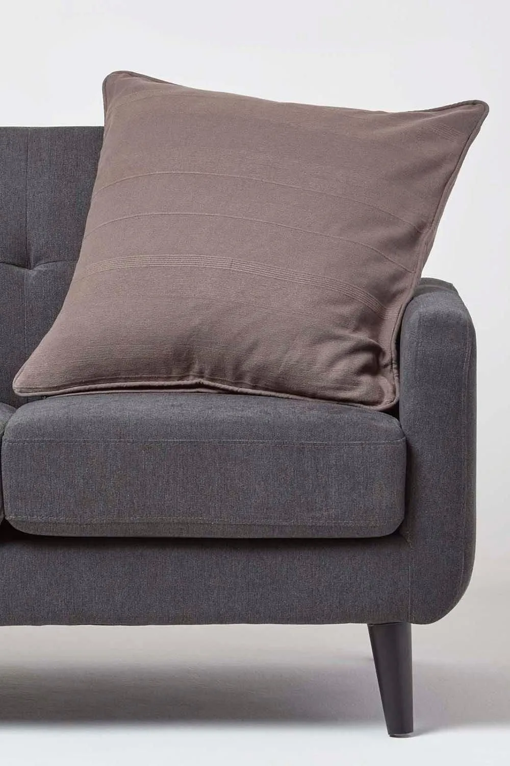 Homescapes Cotton Rajput Ribbed Cushion Cover in Charcoal 4