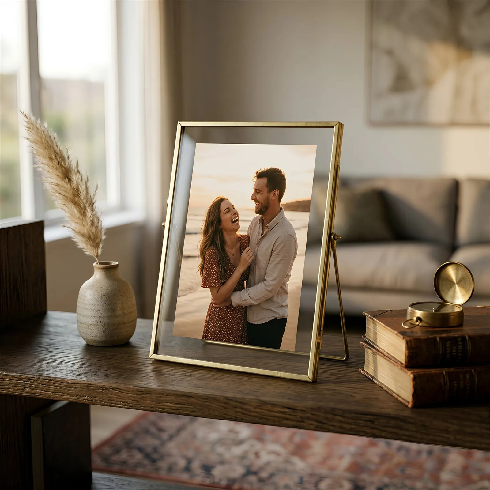 Nicola Spring Standing Metal Photo Frame - 6" x 8" - Picture Display Poster Frame in Gold 6