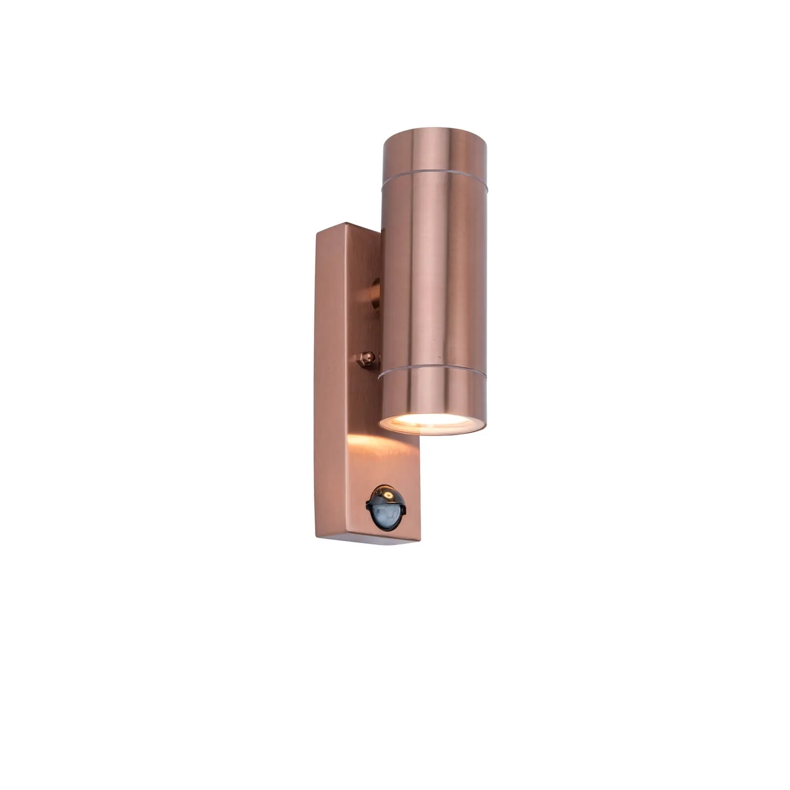 Lutec Rado Up And Down Outdoor Wall Light With PIR Motion Sensor In Copper