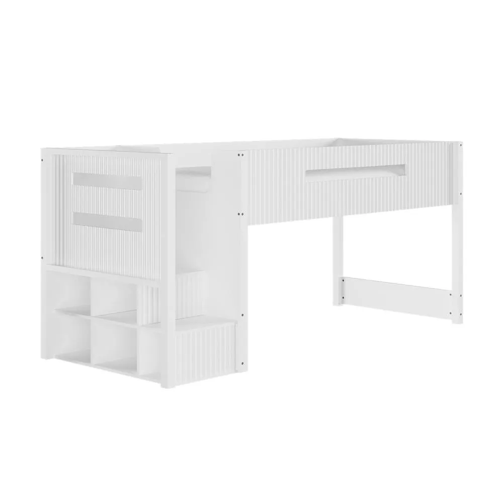 Flair Luca Ribbed Mid Sleeper Bed in White 4