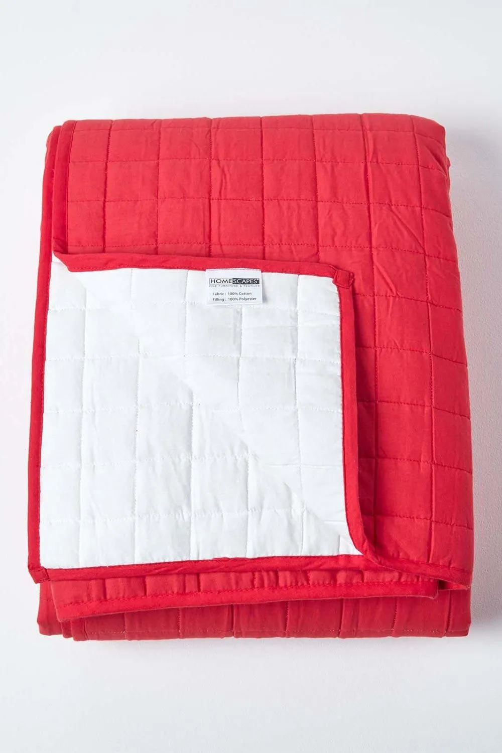 Homescapes Cotton Quilted Reversible Bedspread in Red 2