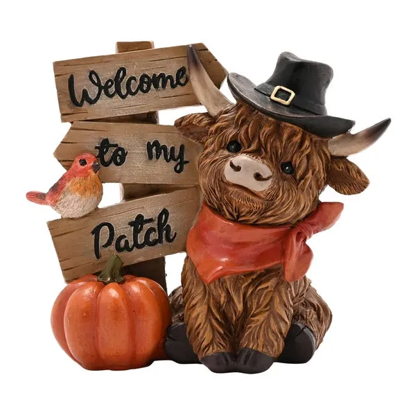 Country Living Welcome to my Patch Highland Cow Ornament 3