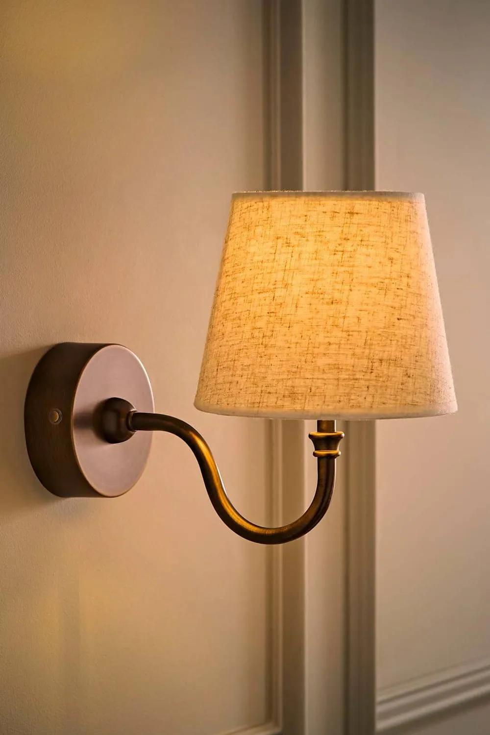 ValueLights Lowe Linen Taper Shade Metal Portable Rechargeable Wall Light in Bronze 2