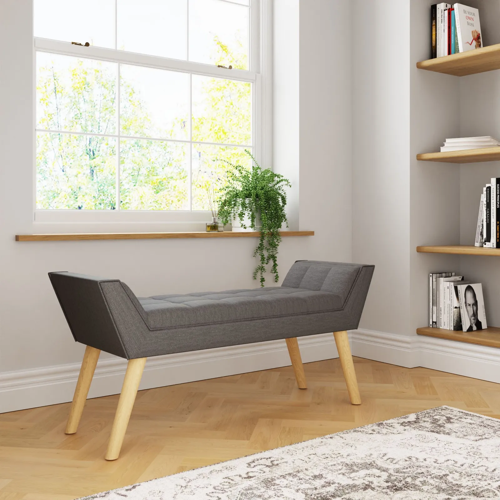 GFW Milan Ottoman Storage Bench in Dark Grey