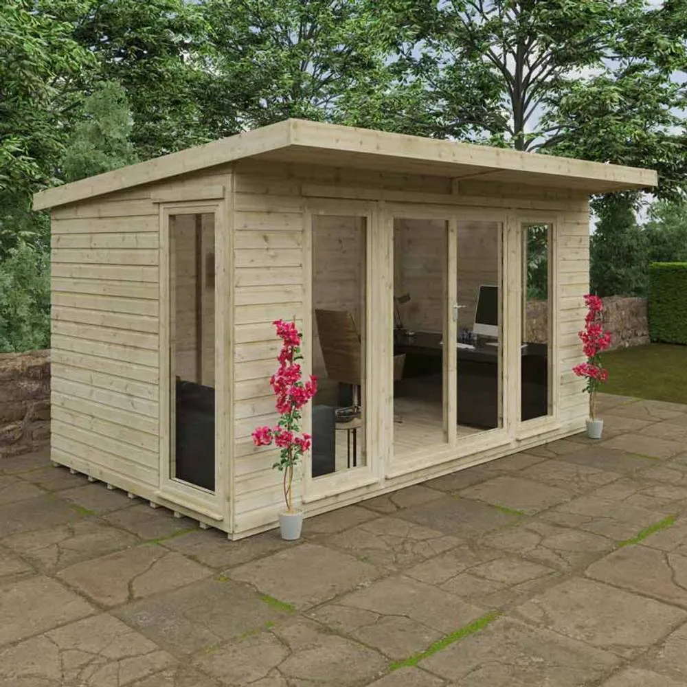 Buttercup Farm 14x8 Feet Tanalised Garden Studio 16mm Shed - Solid Wood/Softwood/Pine in Natural 3