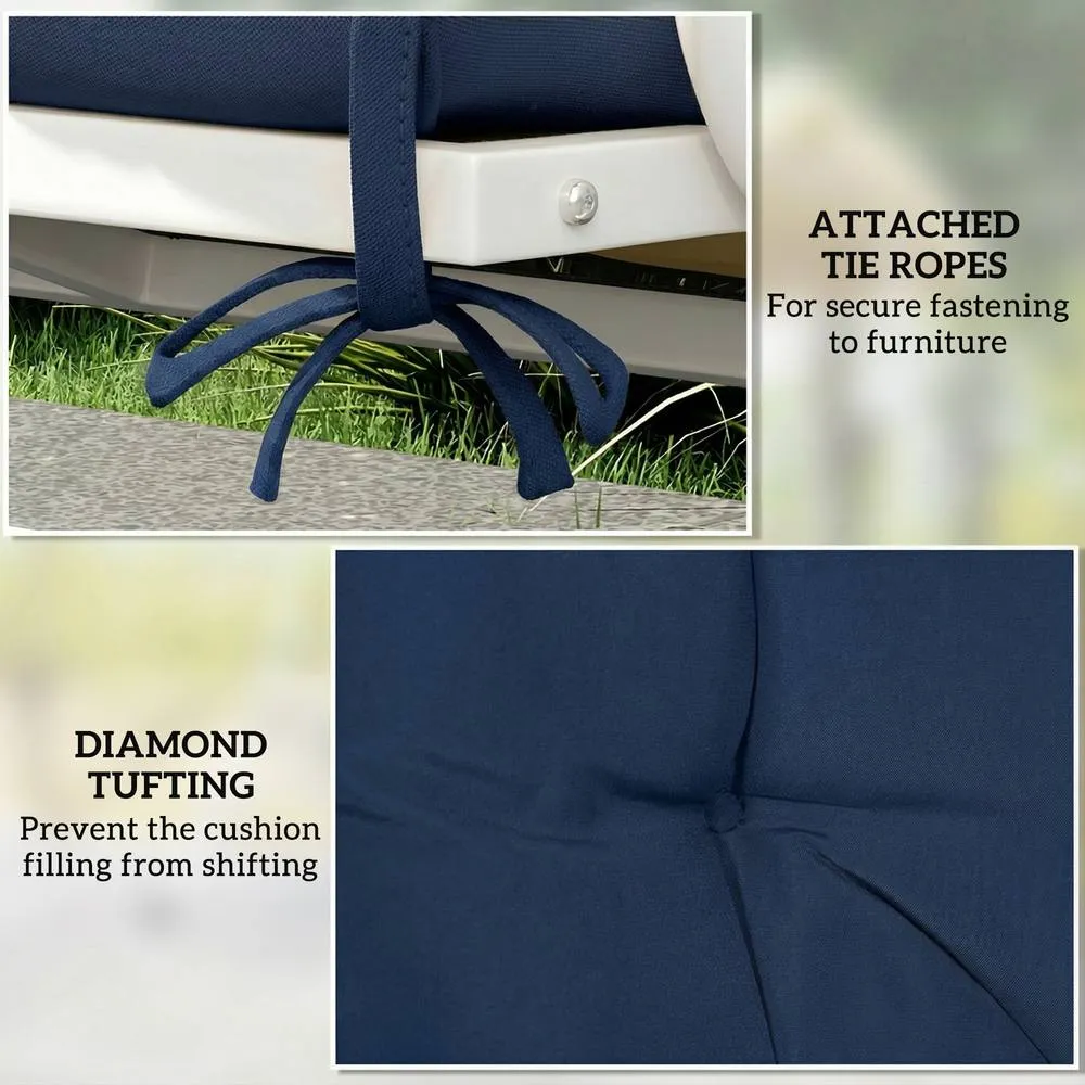 OUTSUNNY 2 Seater Garden Bench Cushion Outdoor Seat Pad with Ties in Dark Blue 6