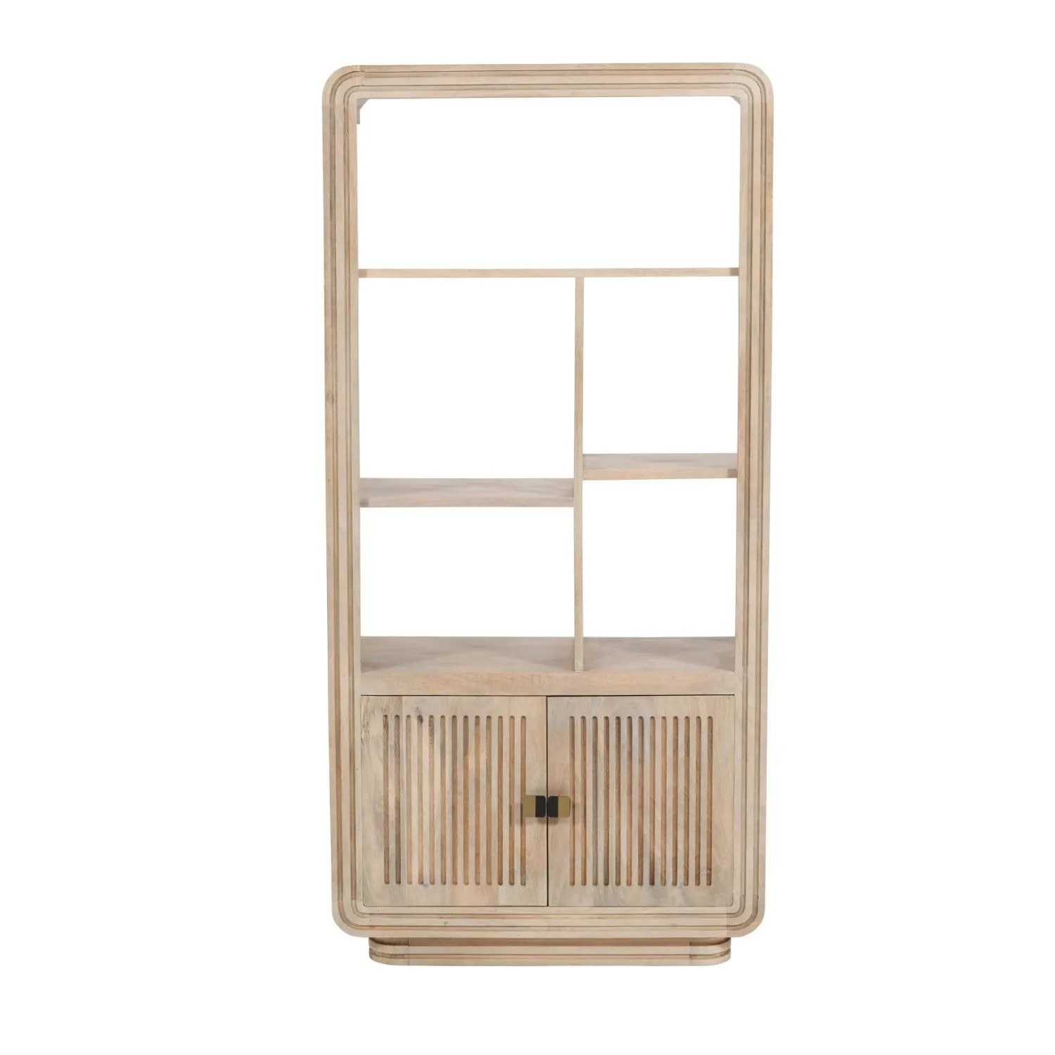 IH Design Paloma Carved Mango Wood Bookcase in Light Brown 2