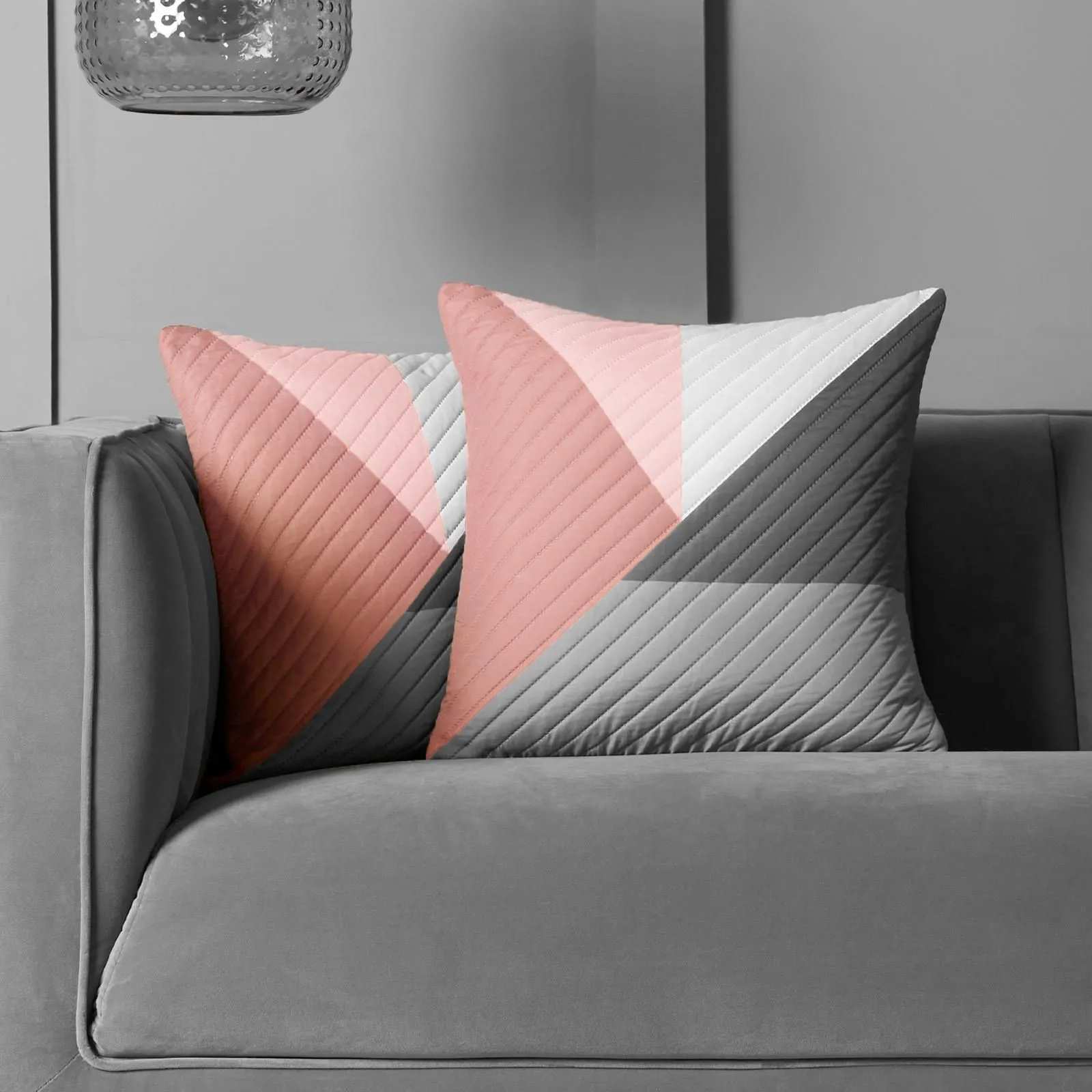 OHS 2 Pack Geometric Pinsonic Cushion Covers - 45 x 45cm in Pink