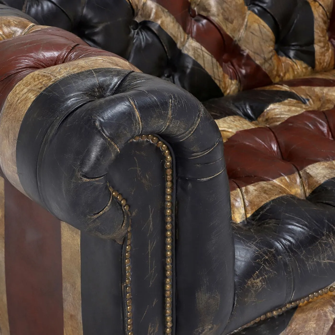 Timothy Oulton Westminster Button Chesterfield Sofa 3 Seater, Navy Leather | Barker & Stonehouse 4