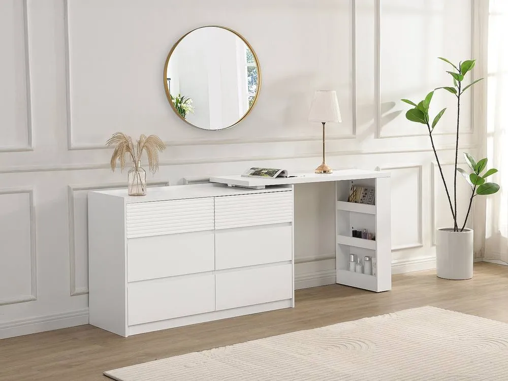Vente-unique Dressing Table Chest Of Drawers With 6 Drawers & 3 Open Compartments in White