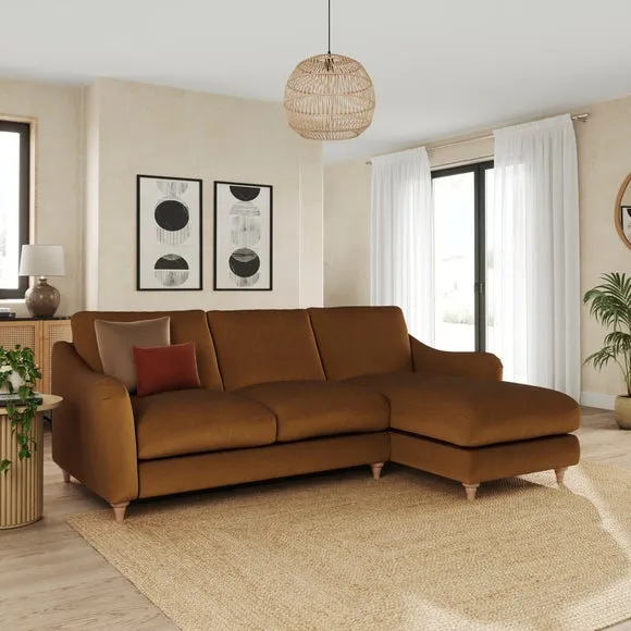 Hattie Matte Plush Velvet Corner Chaise Sofa 1