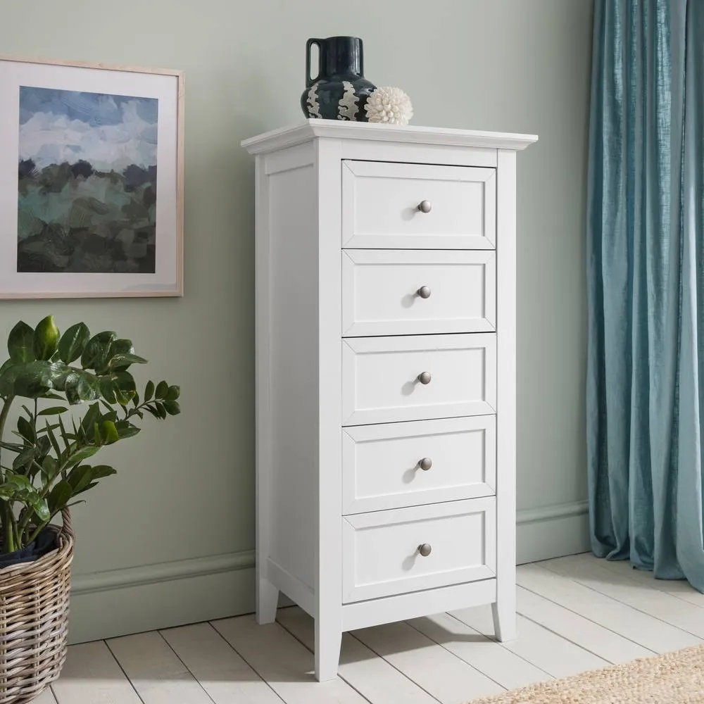 Nöa and Nani Karlstad Chest of Drawers 5 Drawer Tall in White