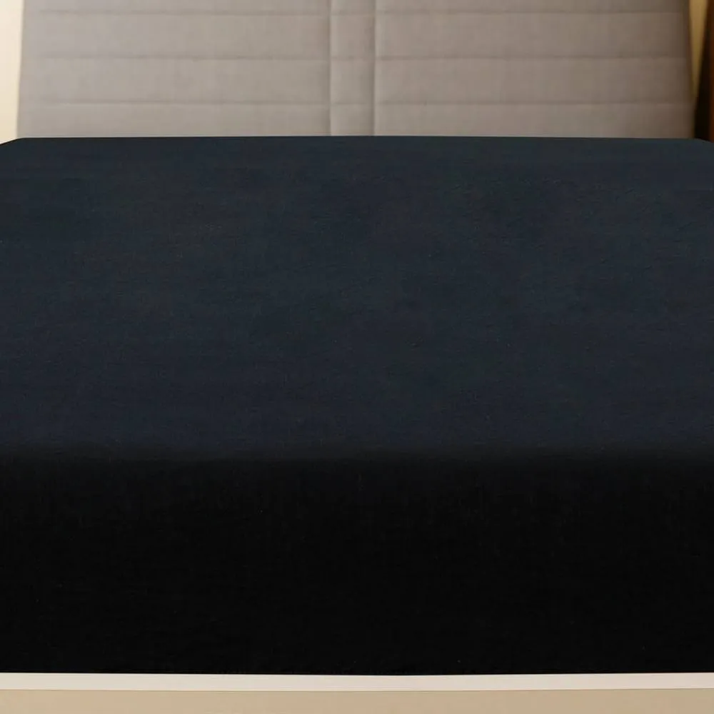 Berkfield Home Jersey Fitted Sheet Black 180x200 cm Cotton