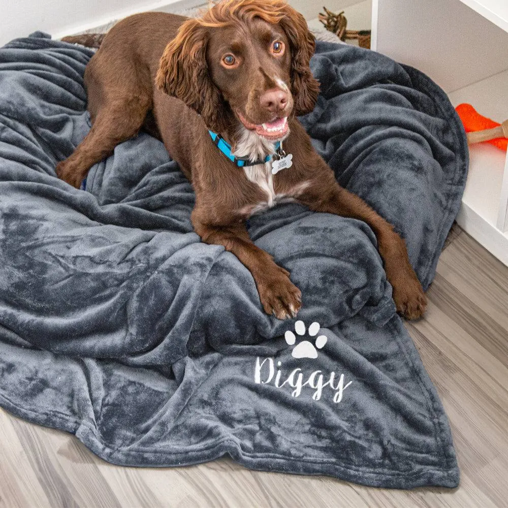 Duncan Stewart Personalised Dog Blanket Throw in Grey