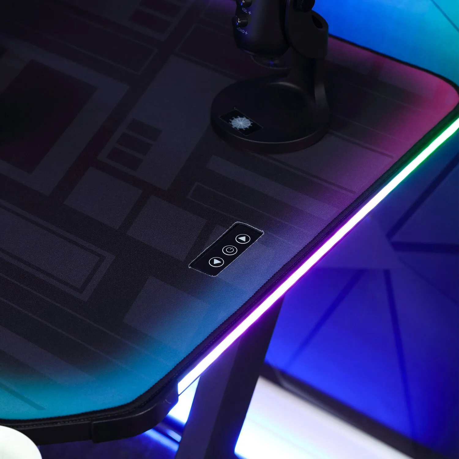 X Rocker Lumio LED Gaming Desk, Mousepad, Cupholder & Headphone Hook in Black 3