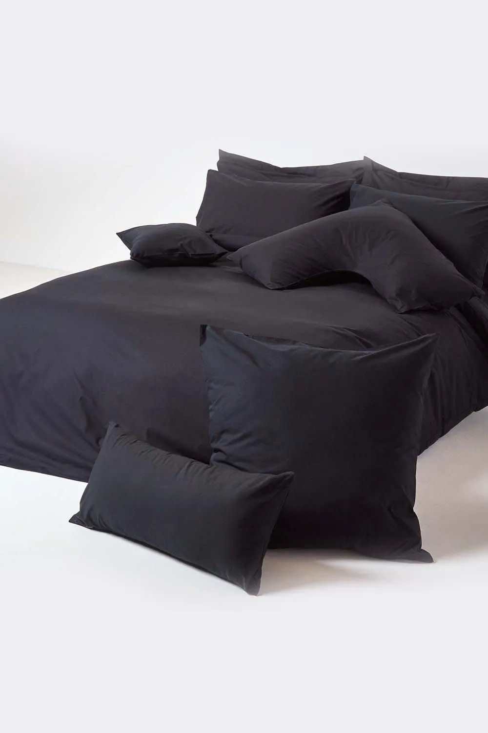 Homescapes Egyptian Cotton Housewife Pillowcase 200 TC, Standard Size in Black 5