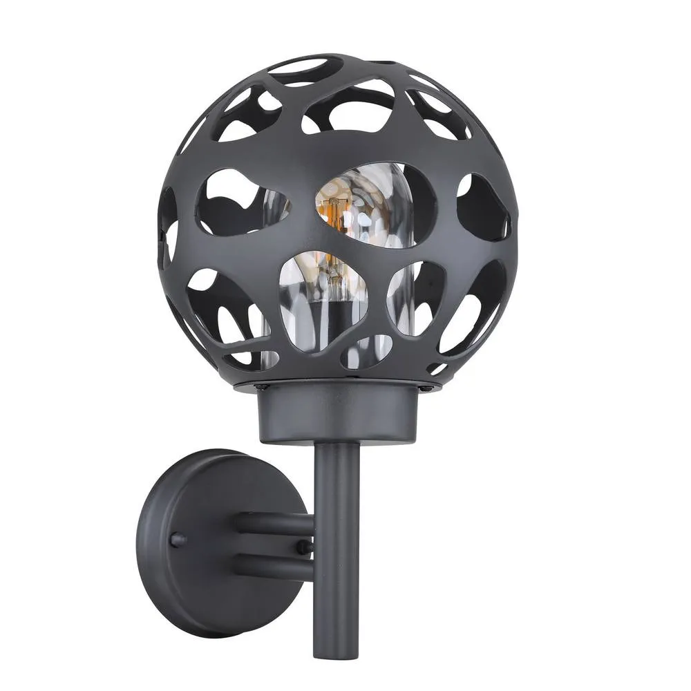 Netlighting Hilario Outdoor Globe Wall Lamp Anthracite IP44 1x E27 in Grey 2