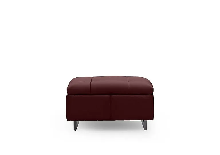 Gisella Leather Large Footstool - Ruby