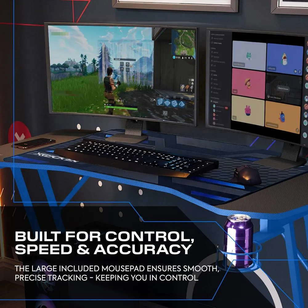 X Rocker Panther Evo 120cm Gaming Desk with Mousepad - Blue 5