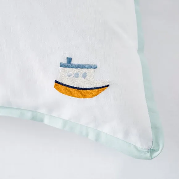 Embroidered Boats Cotton Duvet Cover and Pillowcase Set 3