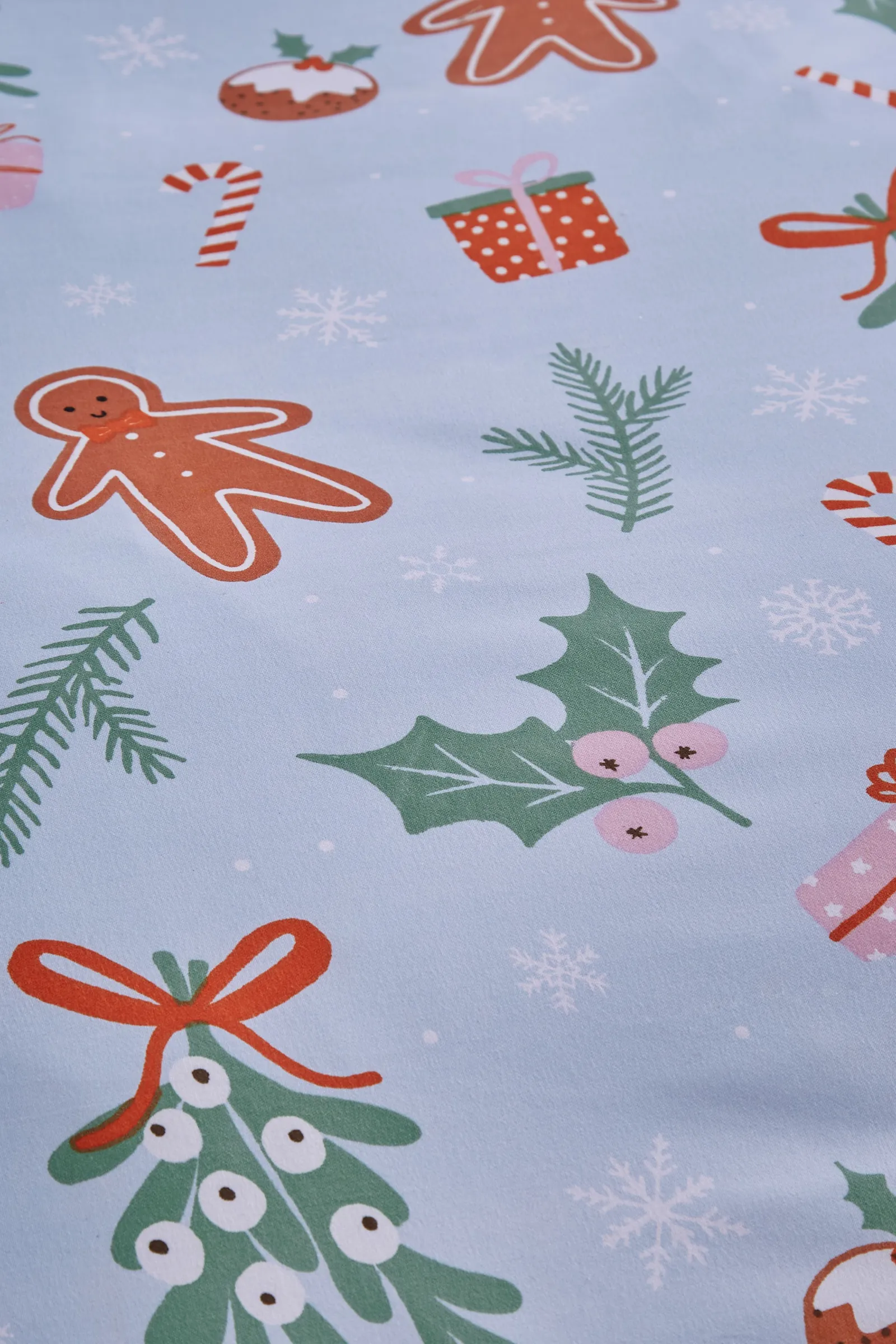 Catherine Lansfield 'Christmas Gingerbread' Soft Microfibre Reversible Duvet Cover Set in Blue 4