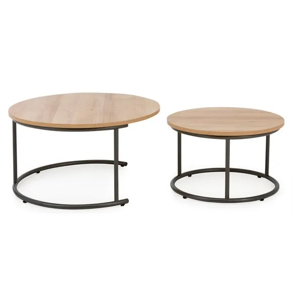 Fulton Coffee Nest of Tables, Oak Effect 3