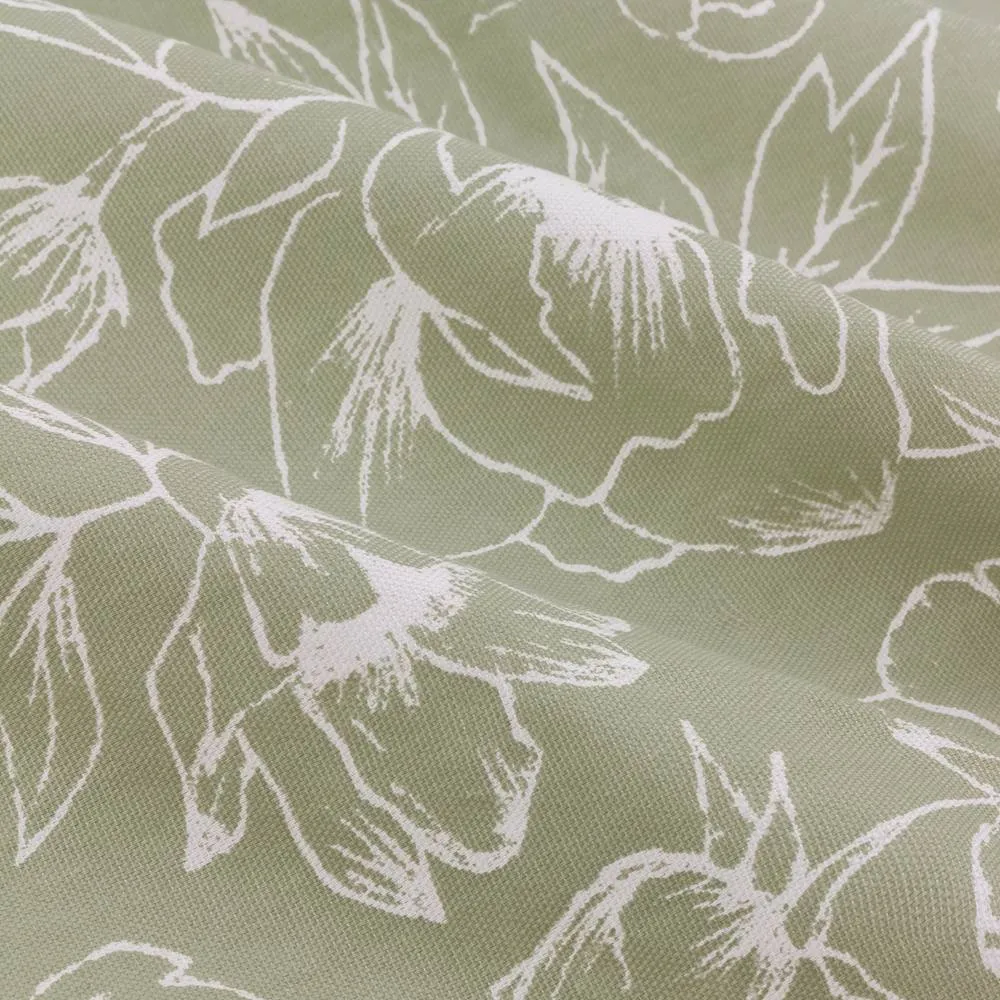 Wylder Bella Floral 100% Cotton Pencil Pleat Curtain Pair in Green 6