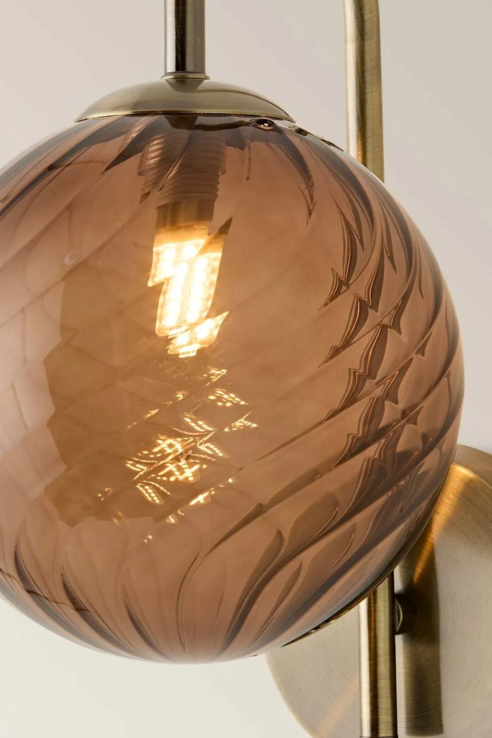 ValueLights Sydney Pair Glass Swirl Shades Metal Wall Light Fittings & Bulbs in Bronze 5