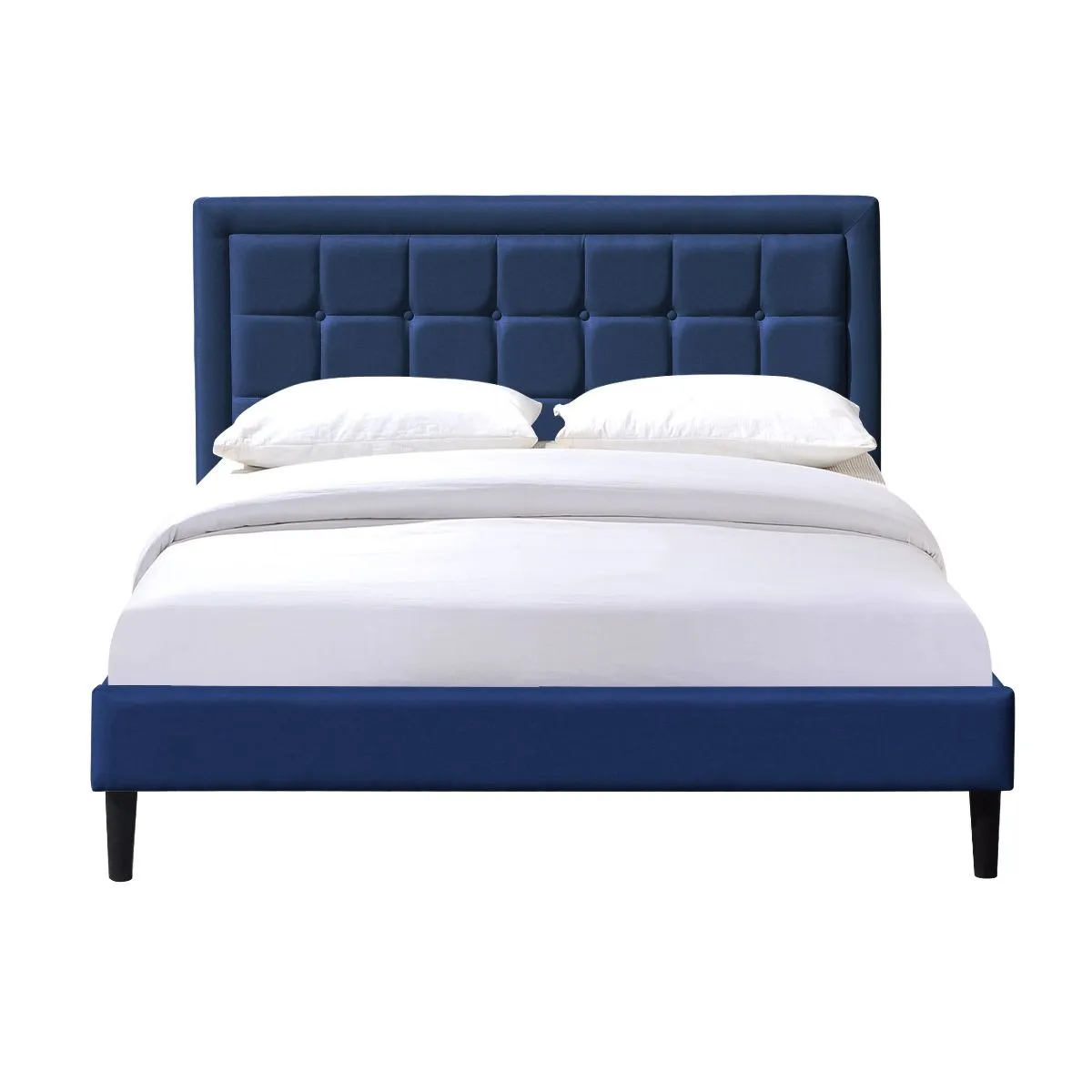Comfy Living Ltd Fabric Bedframe With Buttoned Headboard in Dark Blue 2